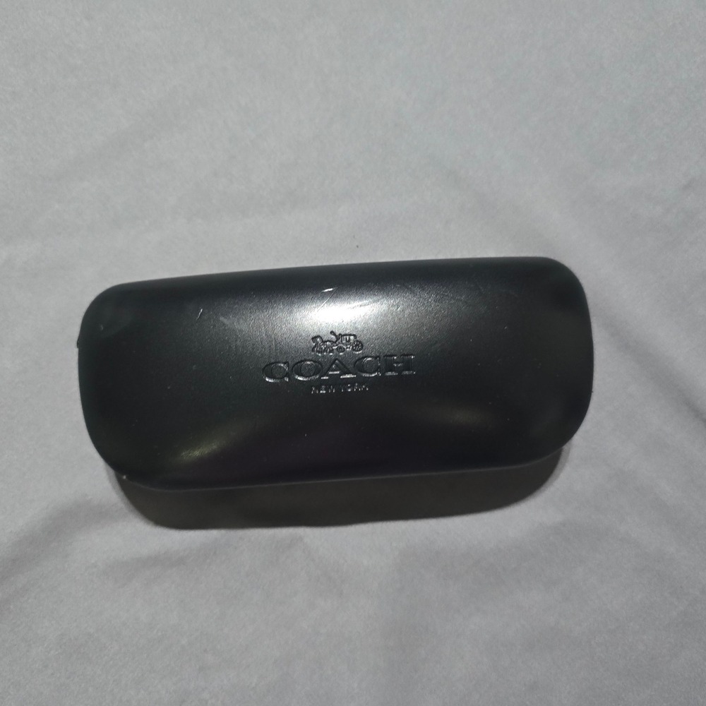 Coach Eyeglasses Case Women OS Black Hard Shell Logo Embossed